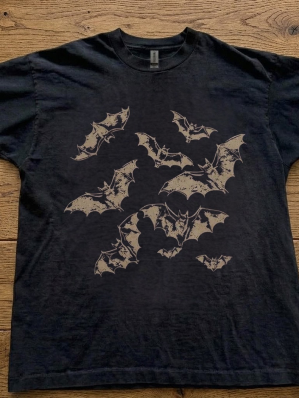 Gildan Black Halloween Bats Flying Graphic T-Shirt
